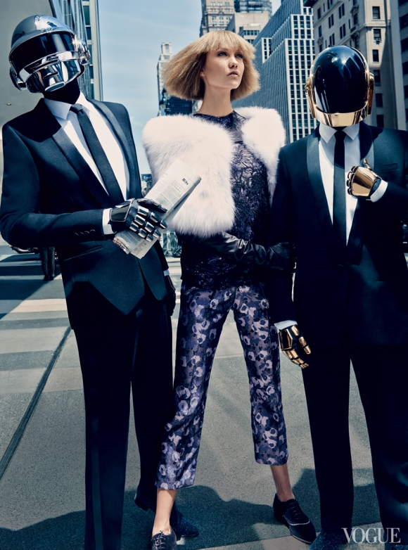 Karlie Kloss e Daft Punk por Craig McDean para a Vogue US agosto 2013